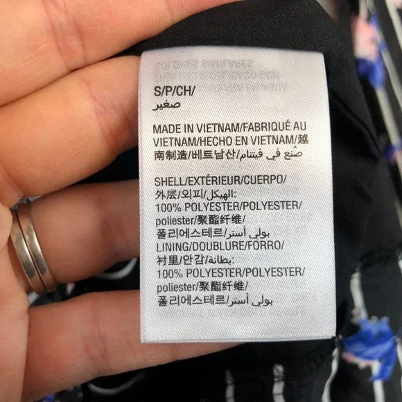 Maison Jules Dress S Striped Floral Black Shirtdress Above Knee Long Sleeve - Picture 9 of 12